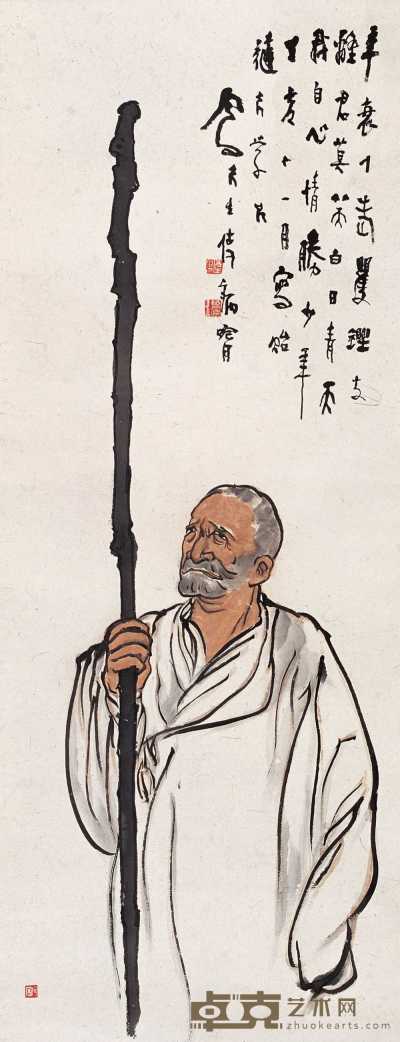 吕凤子 1947年作 罗汉图 立轴 117×45.5cm